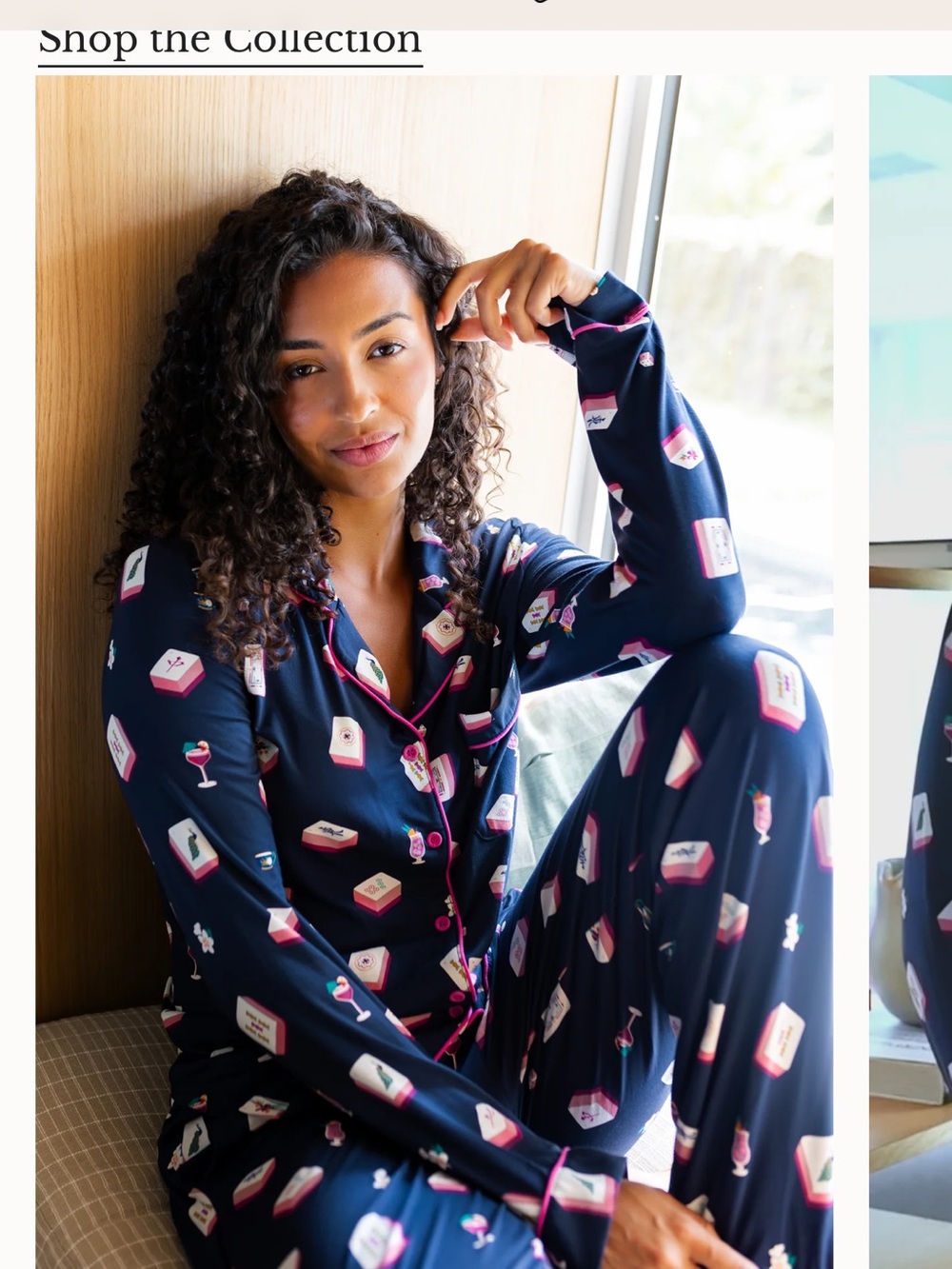 Kyte Mahjong Pajama Set - Pink Trim